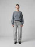 DAXUEN Wide-leg jeans in light washed grey denim — model photo