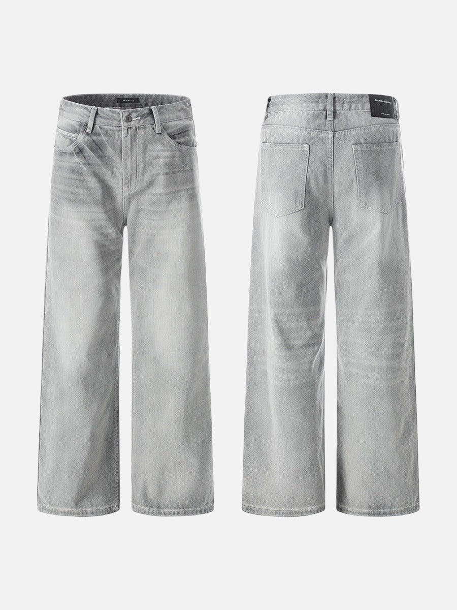 DAXUEN Wide-leg jeans in light washed grey denim