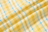 DAXUEN yellow blue plaid oversized shirt with dog tie