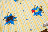 DAXUEN yellow blue plaid oversized shirt with dog tie