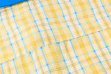 DAXUEN yellow blue plaid oversized shirt with dog tie
