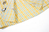 DAXUEN yellow blue plaid oversized shirt with dog tie