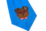 DAXUEN yellow blue plaid oversized shirt with dog tie