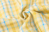 DAXUEN yellow blue plaid oversized shirt with dog tie