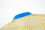DAXUEN yellow blue plaid oversized shirt with dog tie