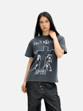 DAXUEN black yellow crescent moon graphic t-shirt