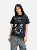 DAXUEN black yellow crescent moon graphic t-shirt