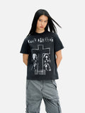 DAXUEN black yellow crescent moon graphic t-shirt