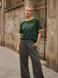 DAXUEN Ringer t-shirt with graphic print and contrasting trim — model photo