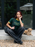 DAXUEN Ringer t-shirt with graphic print and contrasting trim — model photo