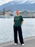 DAXUEN Ringer t-shirt with graphic print and contrasting trim — model photo
