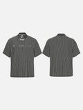 DAXUEN Men's short-sleeved collared shirt with stripes and embroidery