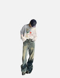 Cartoon Sun Graphic Long-Sleeve Crew Top