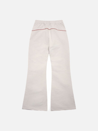 Curved Contrast Stitch Flared Pants Set