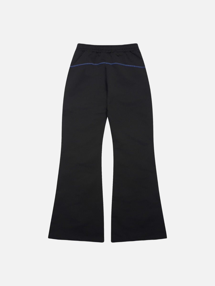 Curved Contrast Stitch Flared Pants Set