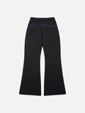 Curved Contrast Stitch Flared Pants Set