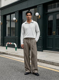 DAXUEN Zig-zag trim long sleeve polo top — model photo