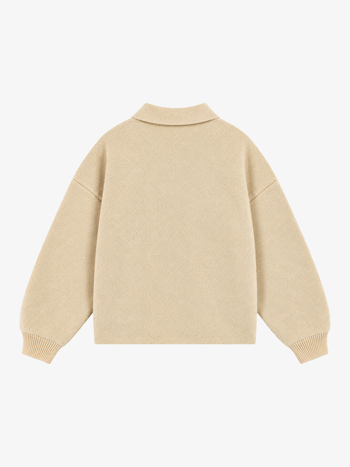 Art Story Graphic Jacquard Knit Polo Sweater; Apricot / S, Apricot / M, Apricot / L, Apricot / XL, Apricot / 2XL