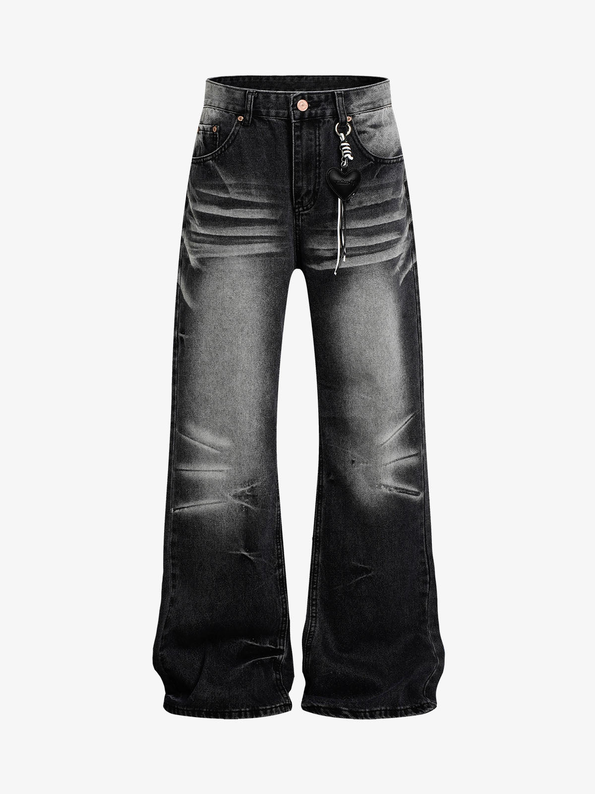 Distressed Washed Jeans; Black / M, Black / L, Black / XL, Black / 2XL