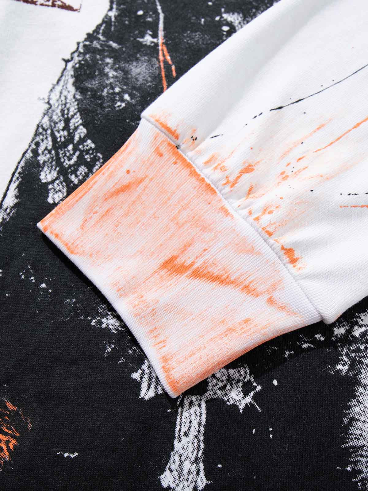 Splatter Paint Wax Graphic Crewneck Sweatshirt; White / M, White / L, White / XL