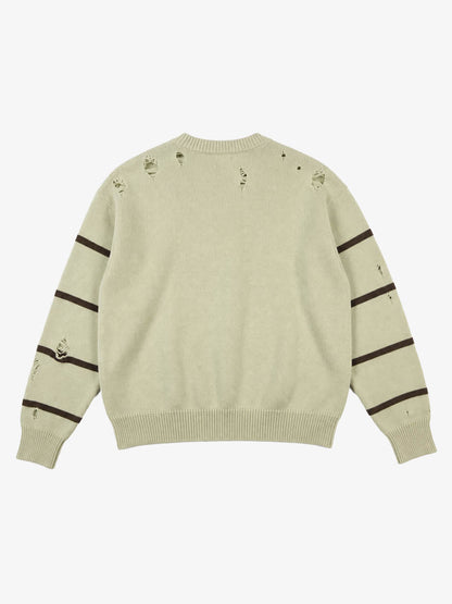 Distressed '23' Appliqué Boxy Fit Sweater; Green / M, Green / L, Green / XL