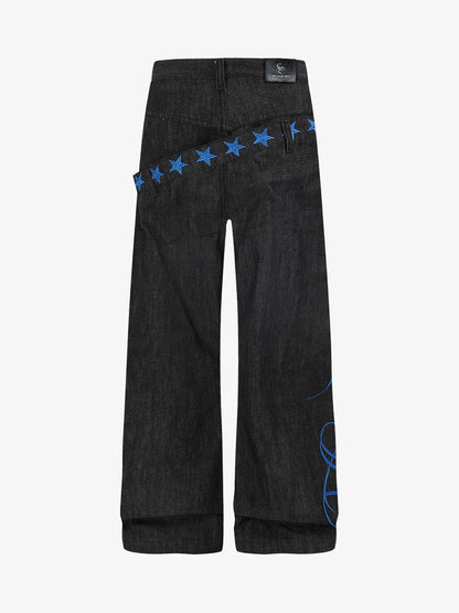Star Equestrian Embroidered Double-Waist Jeans