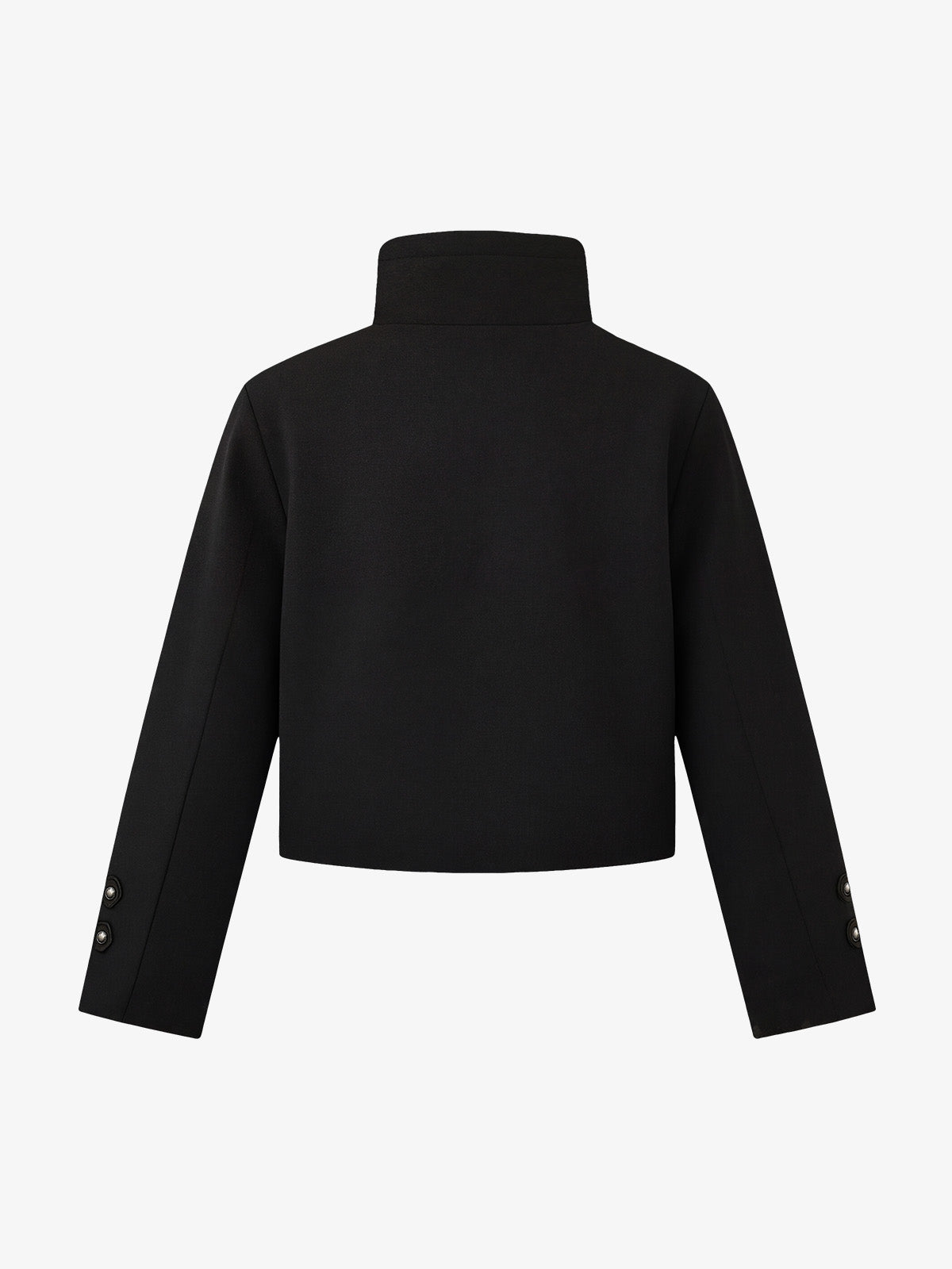 Napoleonic Diagonal-Button Stand-Collar Cropped Jacket