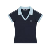 Sporty V-Neck Polo Top