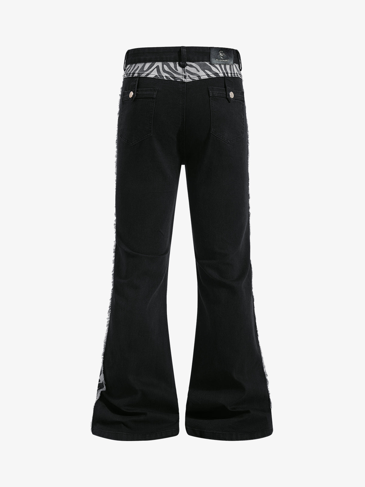 Zebra Patchwork Distressed Flared Jeans