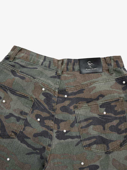 Camo Beaded Cargo Pants; Forest Camouflage / M, Forest Camouflage / L, Forest Camouflage / XL
