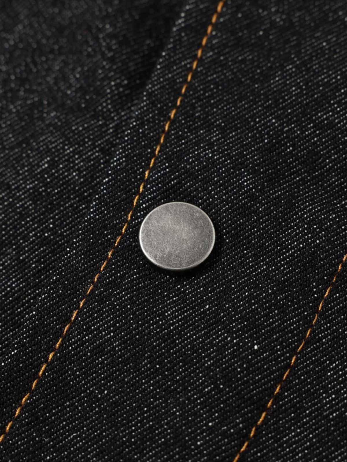 Stand Collar Clasp Detail Denim Jacket; Black / S