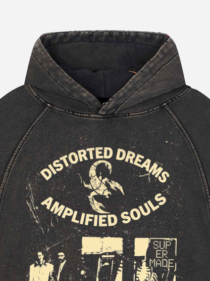Scorpion Graphic Washed Distressed Hoodie; Washed Black Gold / M, Washed Black Gold / L, Washed Black Gold / XL, Washed Black Gold / 2XL