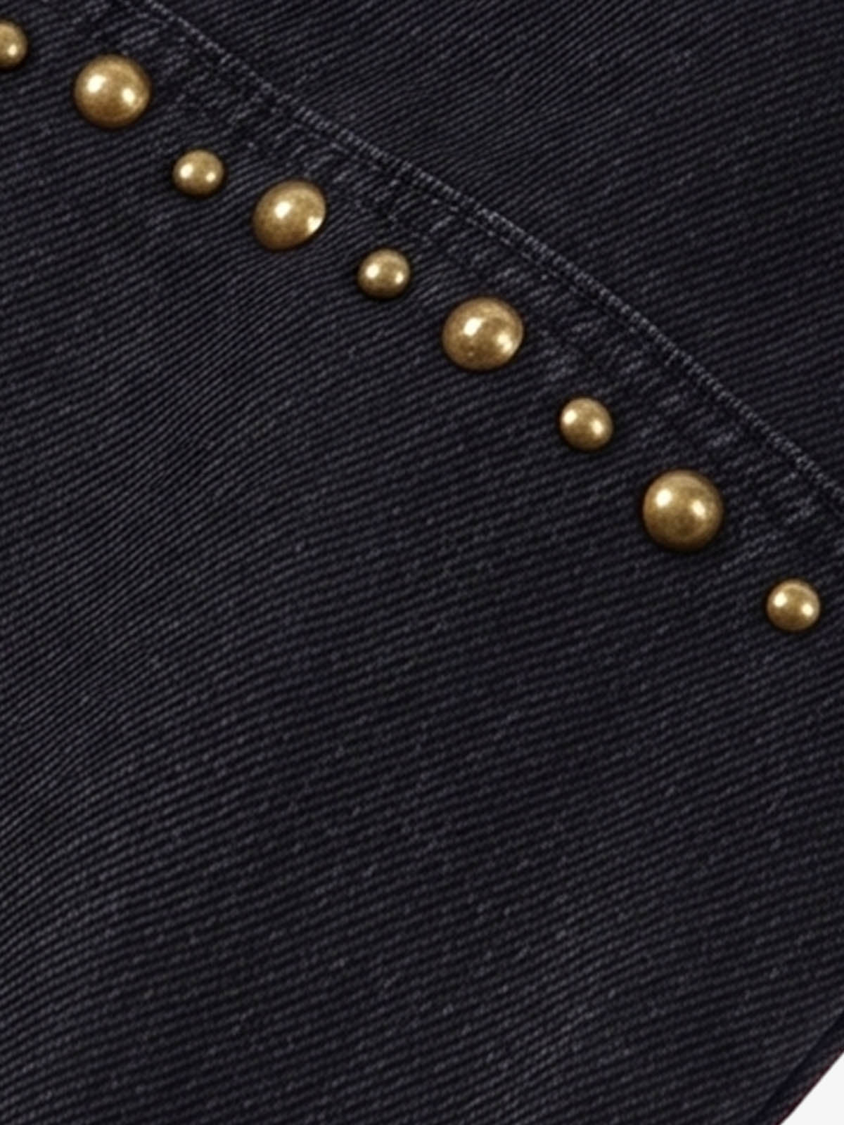Distressed Studded Boxy Fit Denim Jacket; Black / M, Black / L, Black / XL, Black / 2XL