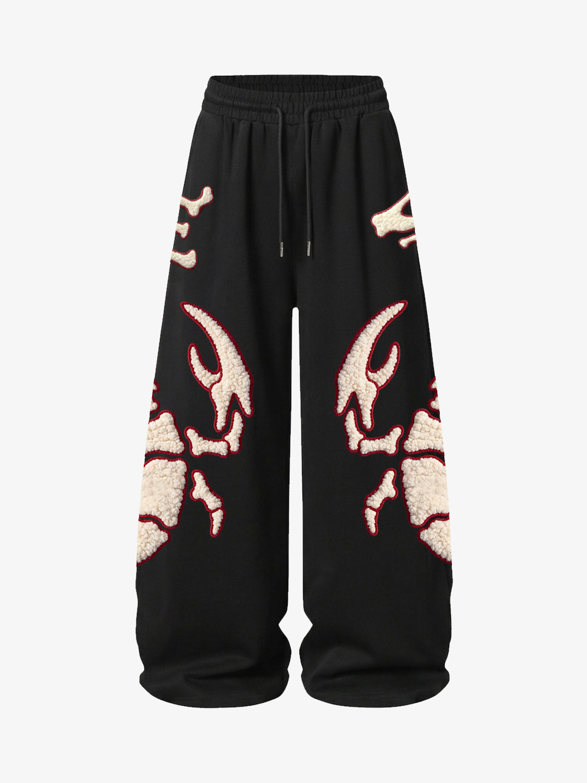 Scorpion Skeleton Terry Embroidered Wide-Leg Sweatpants; Black / S, Black / M, Black / L, Black / XL, Black / 2XL