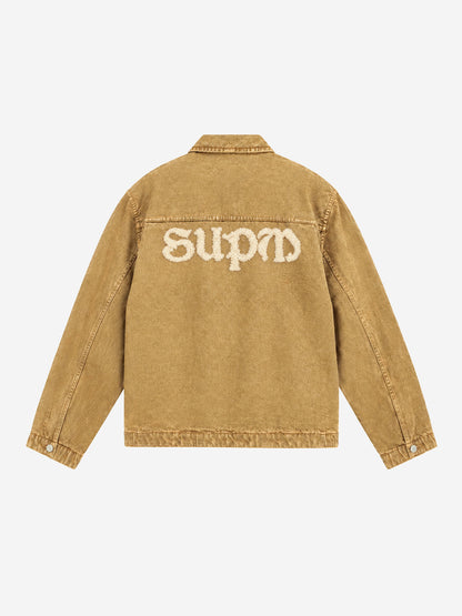 Scorpion Embroidered Washed Distressed Denim Jacket
