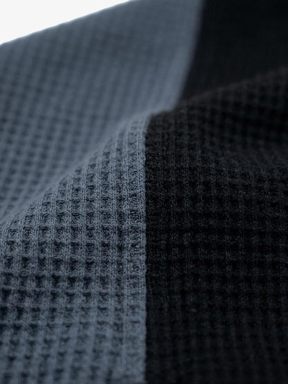 Skull Graphic Paneled Waffle Zip Hoodie; Basic Black / S, Basic Black / M, Basic Black / L, Basic Black / XL, Basic Black / 2XL