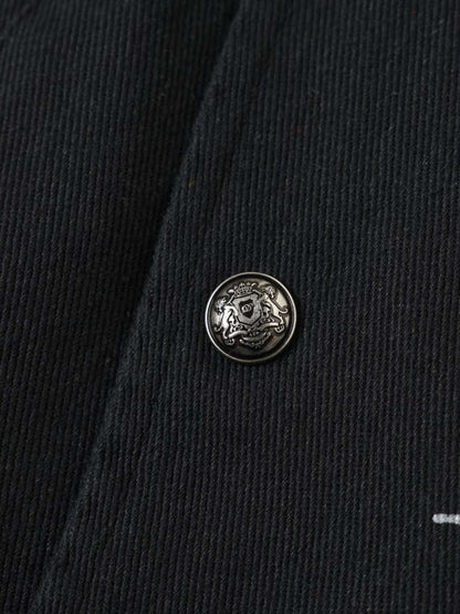 Asymmetric Button-Front Letter Graphic Jacket; Black / S, Black / M, Black / L, Black / XL