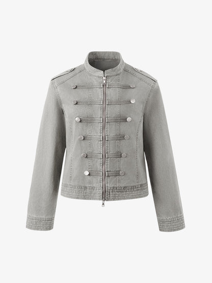 Military Napoleon Button Slim Jacket; Gray / S, Gray / M, Gray / L, Gray / XL