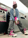 Wide-Leg Camouflage Cargo Pants