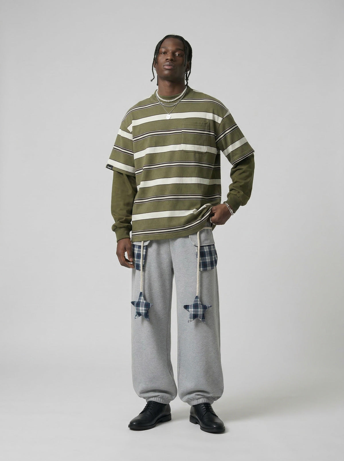 Balloon Pants with Plaid Details