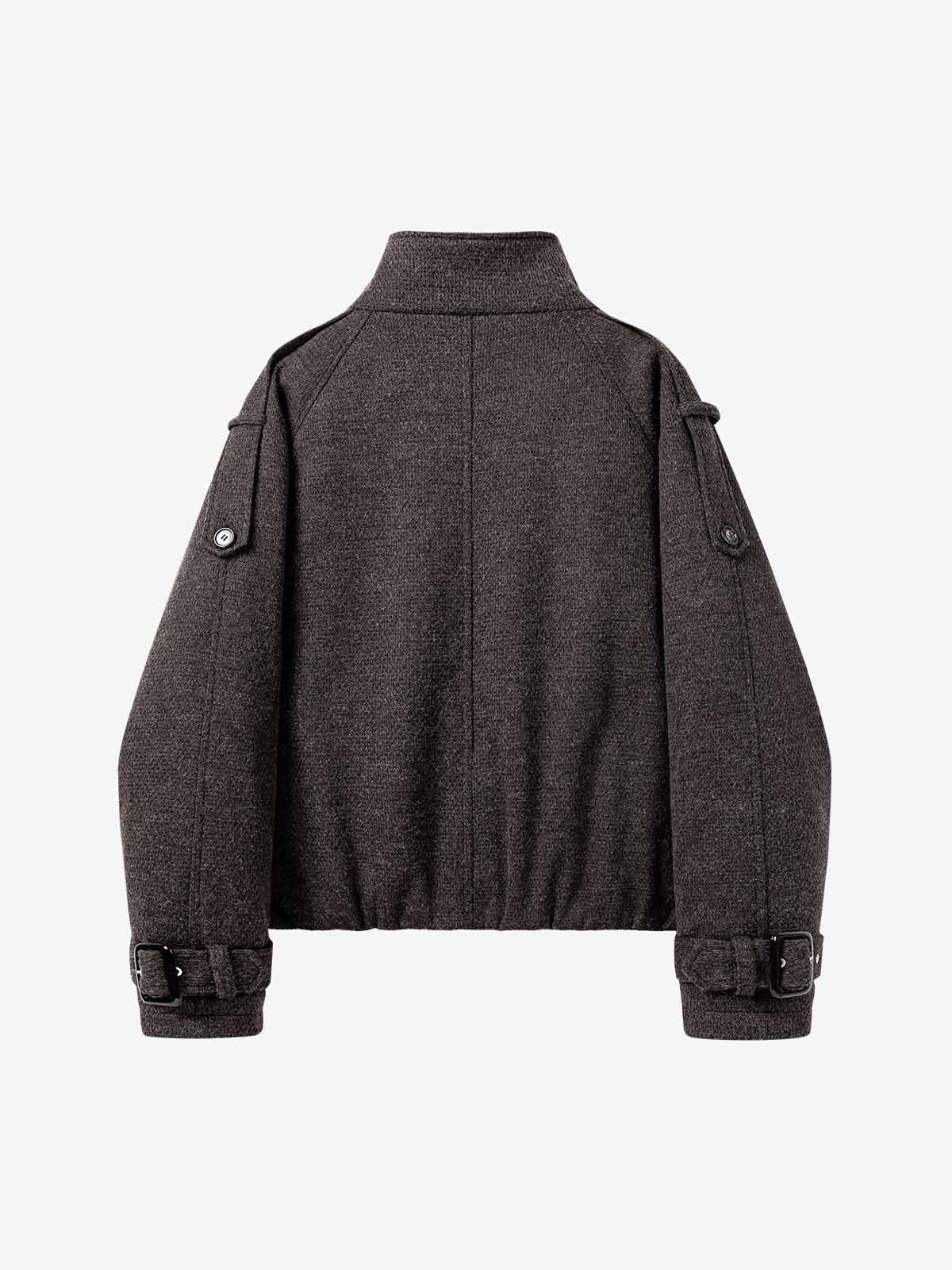 Double-Breasted Stand-Collar Jacket; Coffee / M, Coffee / L, Coffee / XL, Coffee / 2XL