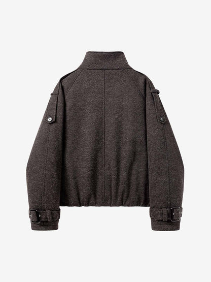 Double-Breasted Stand-Collar Jacket; Coffee / M, Coffee / L, Coffee / XL, Coffee / 2XL