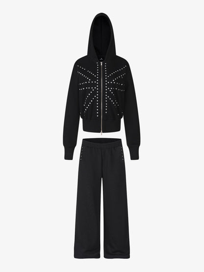 Studded Detail Cropped Set; Black / S, Black / M, Black / L