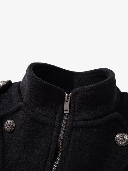 Structural Metal Buckle Jacket; Black / M, Black / L, Black / XL, Black / 2XL