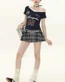 Off-Shoulder Graphic Baby Tee