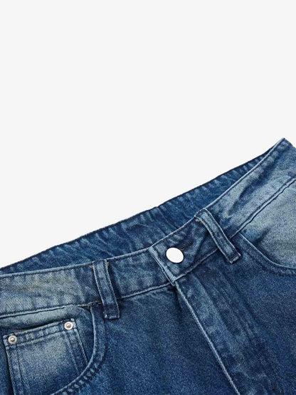 Washed Distressed Denim Jeans; Blue / S, Blue / M, Blue / L, Blue / XL, Blue / 2XL