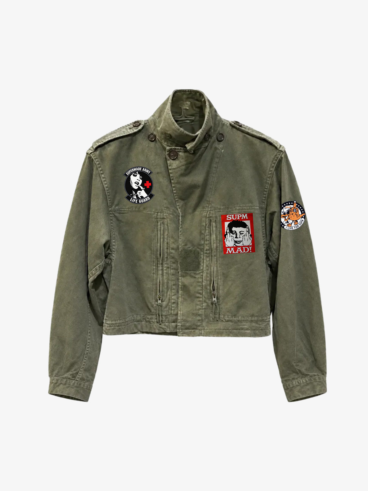 Patch Graphic Cropped Utility Jacket