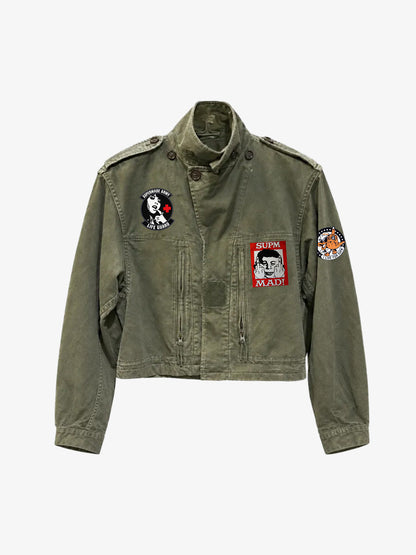 Patch Graphic Cropped Utility Jacket