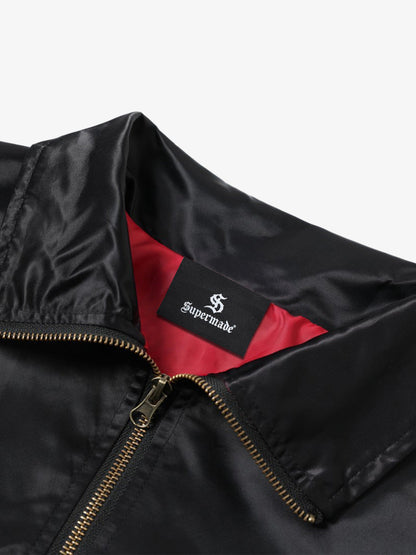 Street Badge Embroidered Lapel Jacket; Black / M, Black / L, Black / XL