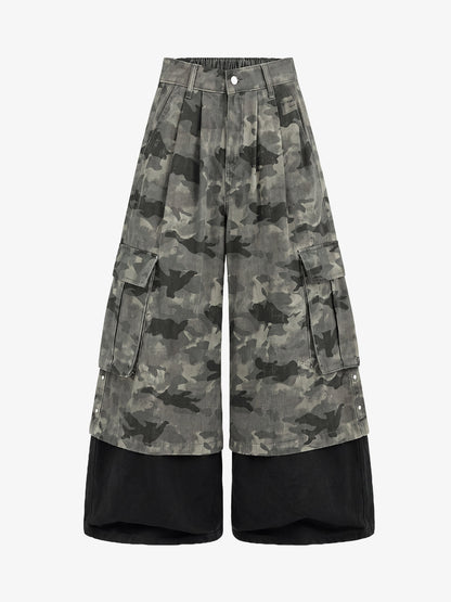 Camo Patchwork Multi-Pocket Cargo Pants